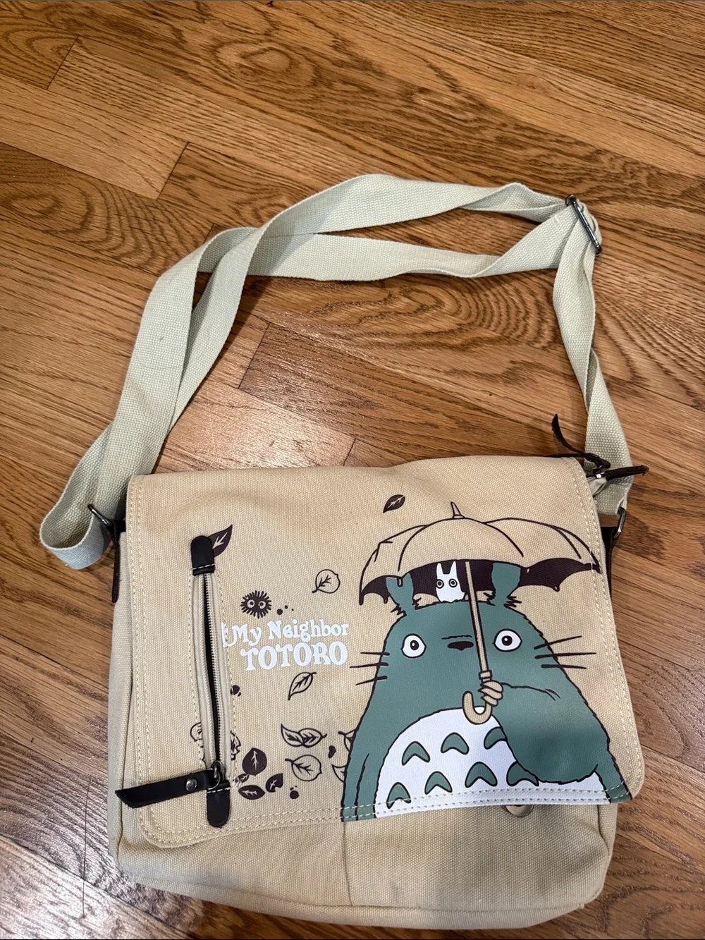 My Neighbor Totoro Beige & Green Canvas Messenger Bag